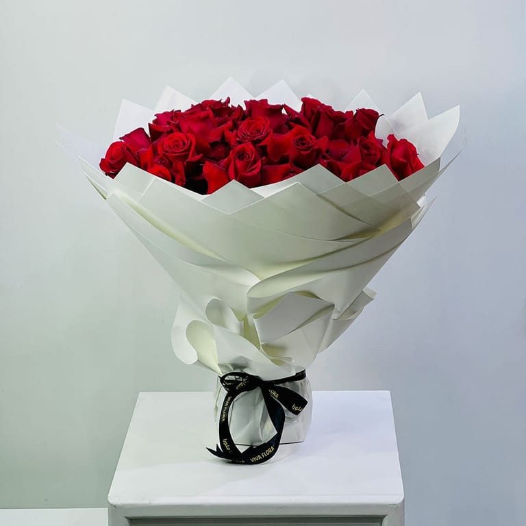 Dazzling Red Rose Bouquet - Image 1