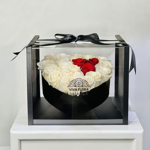 Premium White Heart Arrangement