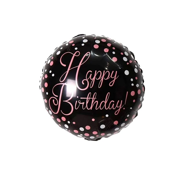 Happy Birthday Black Foil Helium Balloon - Image 1