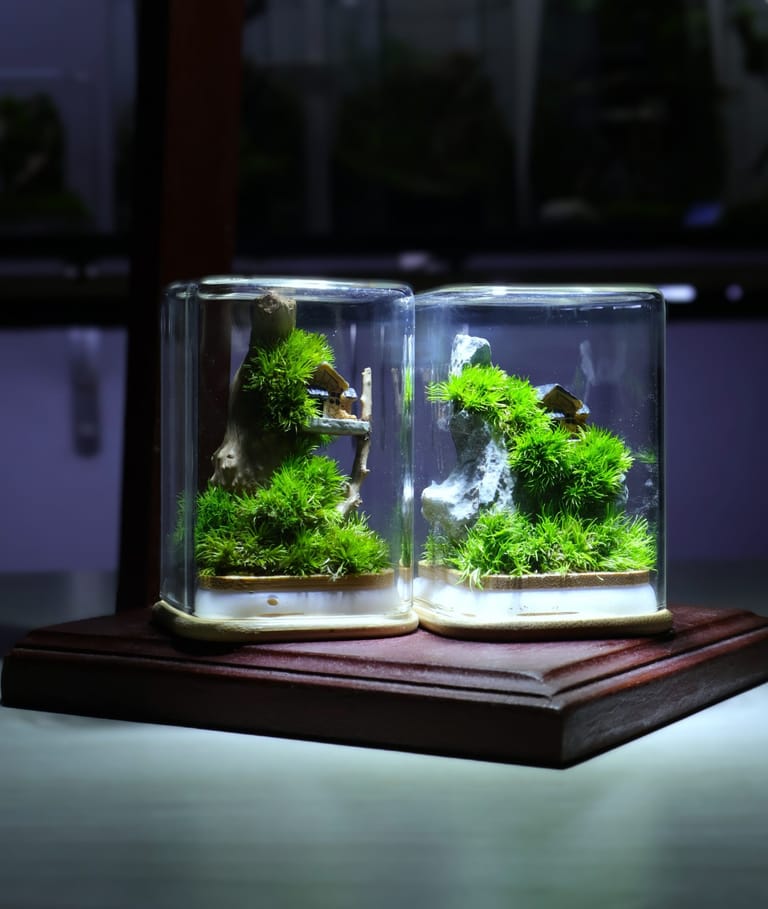 Mini Upside Down Zero Terrarium 2 Pcs Set