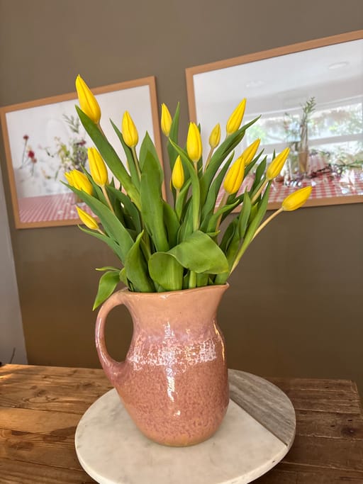 Tulipanes En Jarra Rosa