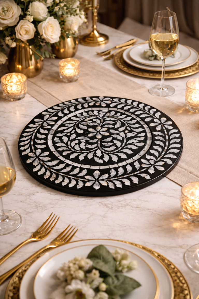 Mother Of Pearl Multipurpose Placemat/ Tray/ Decorative Plate - Image 2