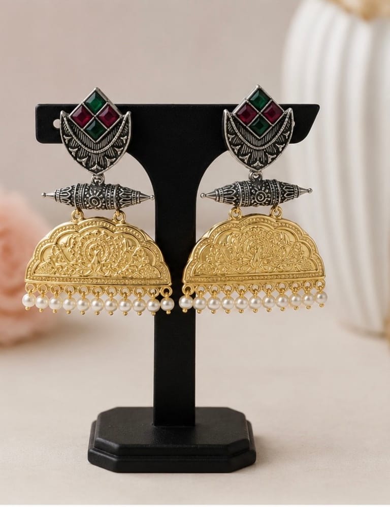     Ethnic Fusion Handcrafted Brass Jhumkas