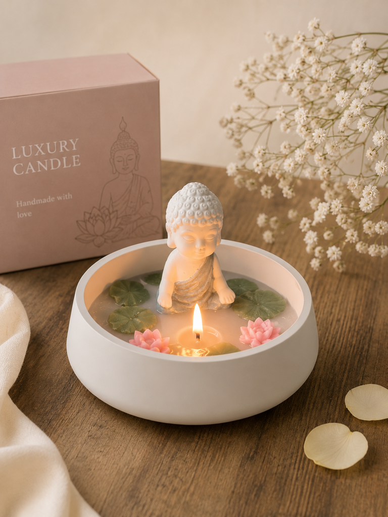 Zen meditating lotus pond Candle - Image 1