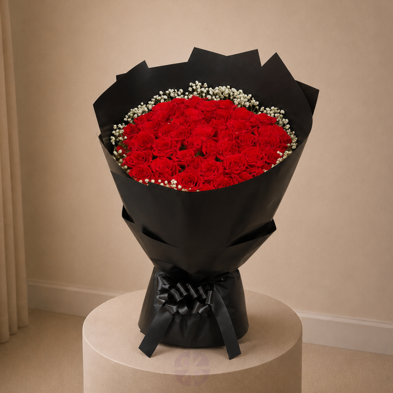 A Breathtaking 50 Red Rose Bouquet - Image 1