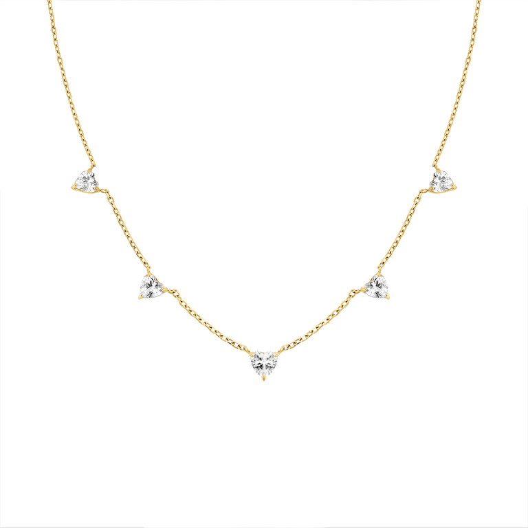 Rosefield Row of Hearts Necklace White Crystals JNRHG-J1005 - Image 1