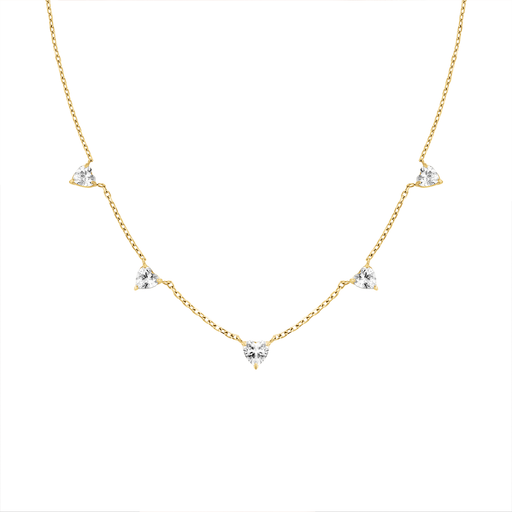 Rosefield Row of Hearts Necklace White Crystals JNRHG-J1005