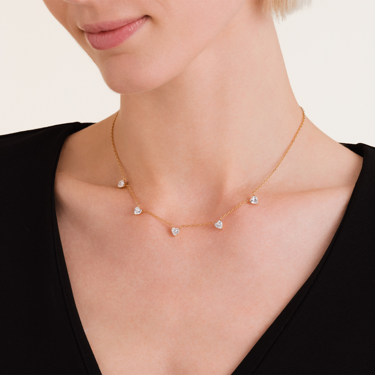 Rosefield Row of Hearts Necklace White Crystals JNRHG-J1005 - Image 5