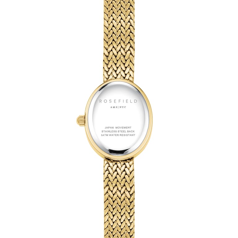 Rosefield Mini Oval White Dial Gold Woven Mesh Strap - MWGMG-M02 - Image 3
