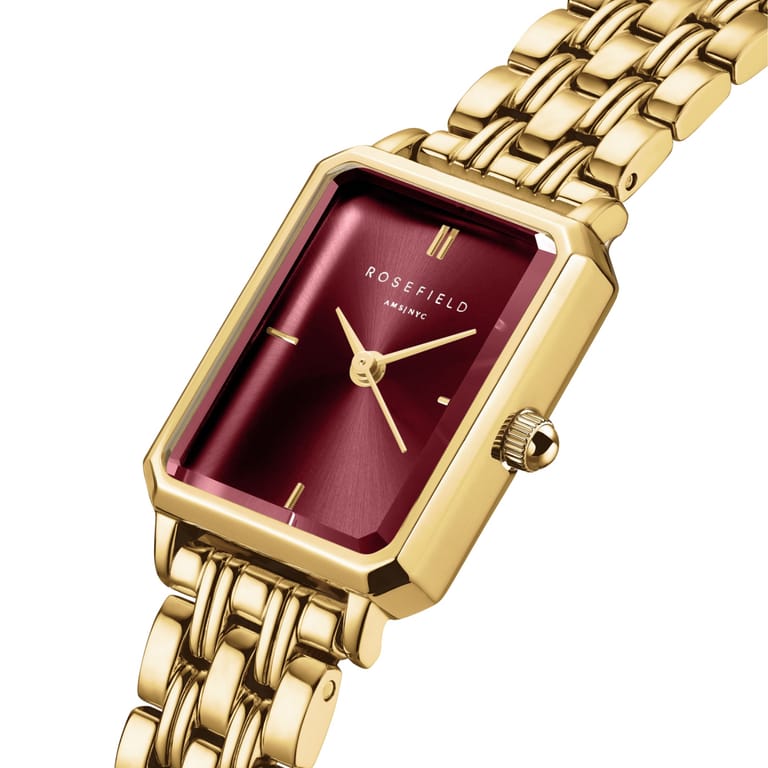 Rosefield Octagon XS Burgundy Sunray Steel Gold - OBGSG-O83 - Image 2