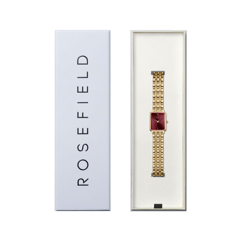Rosefield Octagon XS Burgundy Sunray Steel Gold - OBGSG-O83 - Image 4