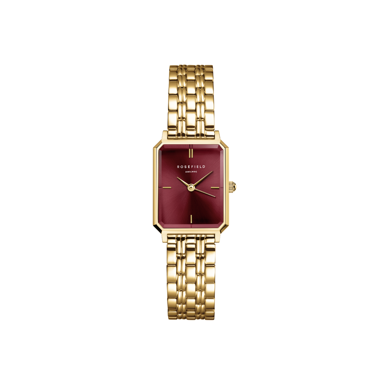 Rosefield Octagon XS Burgundy Sunray Steel Gold - OBGSG-O83 - Image 1