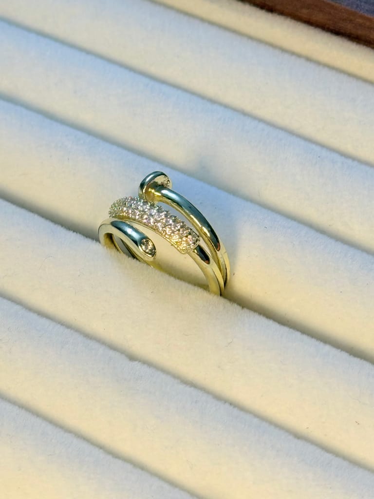 Stack Ring With Zircon (Golden)