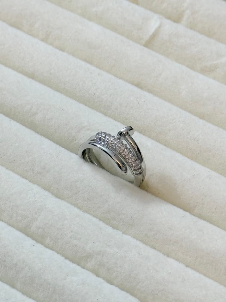 Stack Ring With Zircon (Silver)