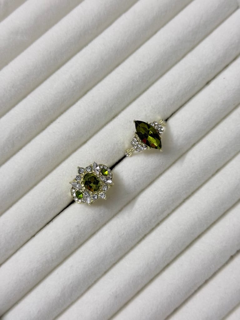 Lush Green Golden Duo Ring Set