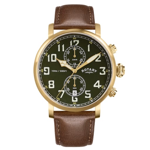 Rotary Men's Heritage Pilot Strap Watch - RGS10002/24