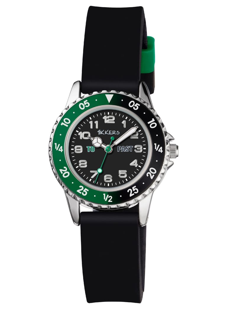 Tikkers Boys Black Silicone Strap Time Teacher Watch - TK0139 - Image 1