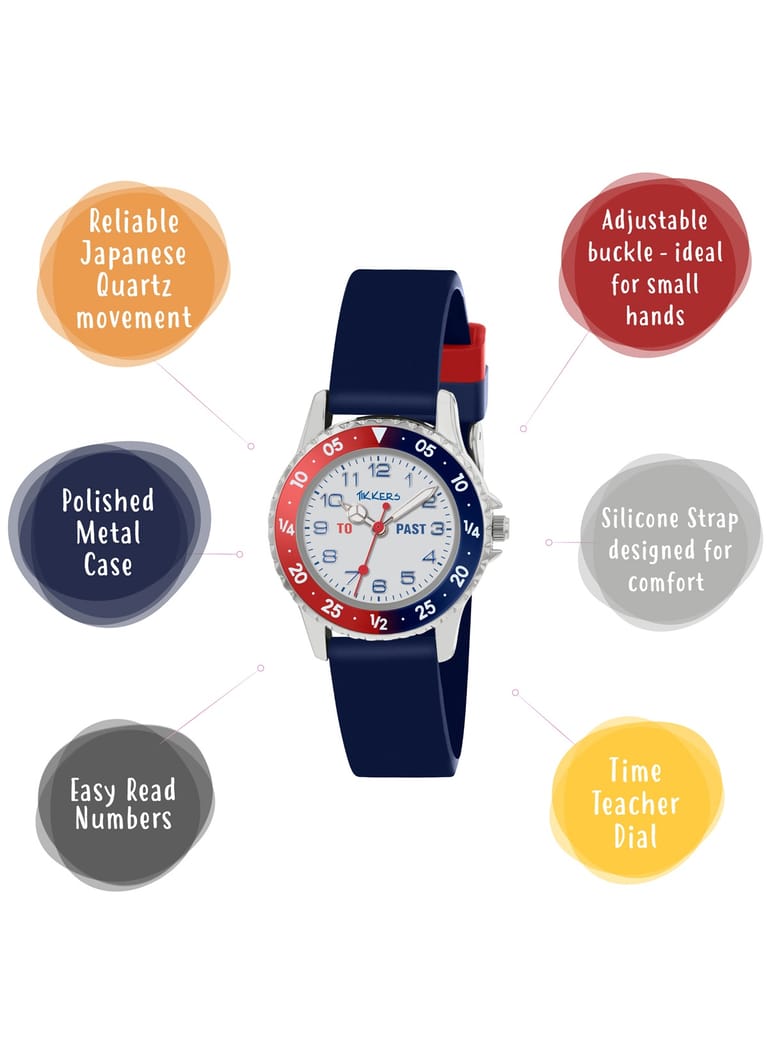 Tikkers Boys Navy Silicone Strap Time Teacher Watch - ATK1040 - Image 2
