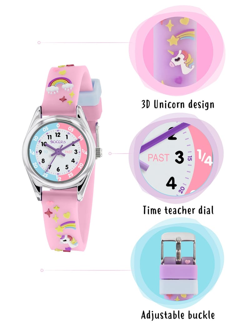 Tikkers Girls Purple Silicone Strap 3D Unicorn Watch - ATK0145 - Image 3