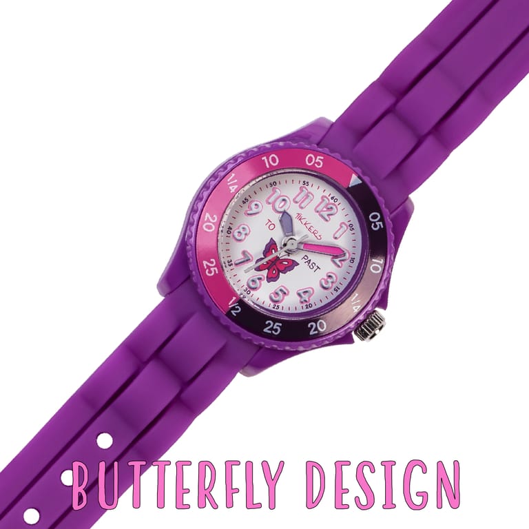 Tikkers Girls Purple Silicone Strap Time Teacher Watch - TK0041 - Image 2