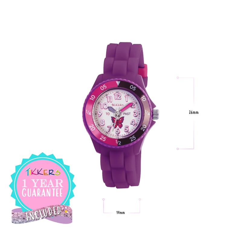 Tikkers Girls Purple Silicone Strap Time Teacher Watch - TK0041 - Image 7