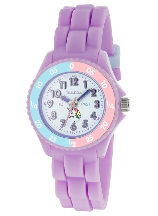 Tikkers Girls Purple Silicone Strap Time Teacher Watch - TK0147
