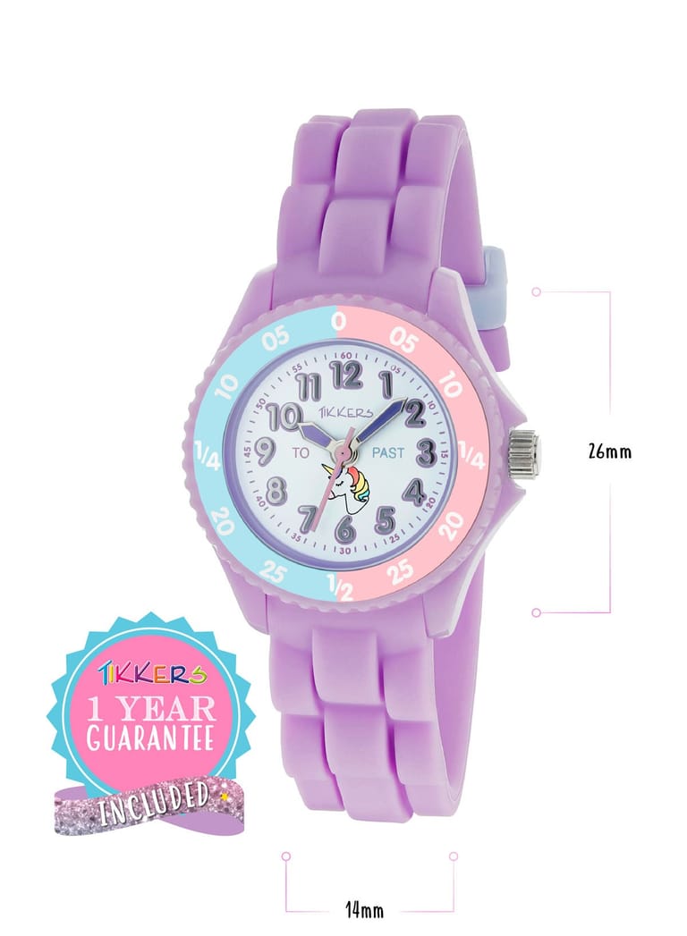 Tikkers Girls Purple Silicone Strap Time Teacher Watch - TK0147 - Image 4