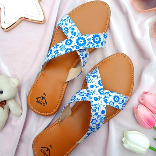 Printed Criss-Cross Flats (Blue)