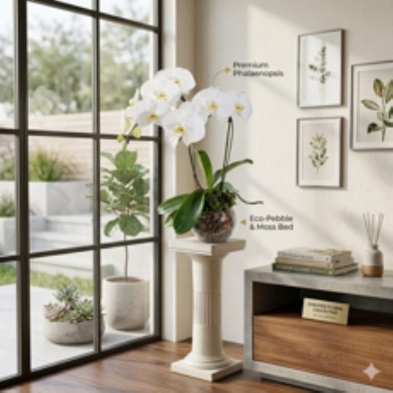 Orquídea Premium Branca 2 HASTES