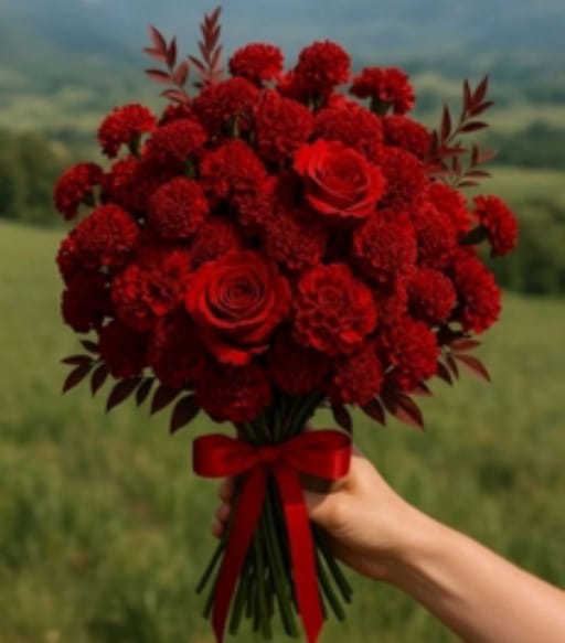 Buque De Noiva Rosas Colombianas Com Cravos Vermelhos