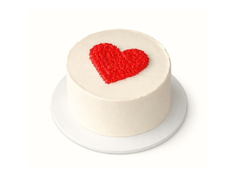 Red Heart on White Cake - Image 1
