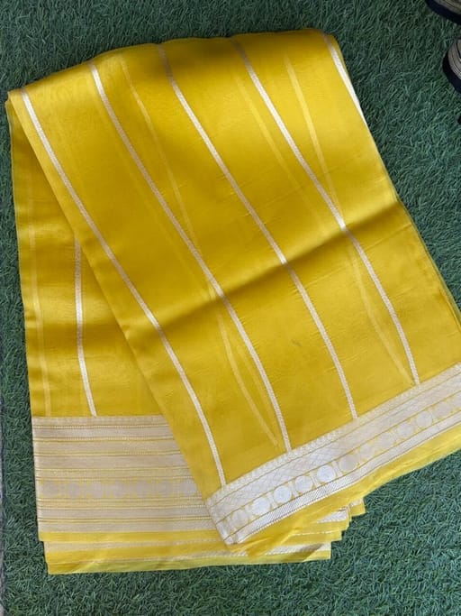 Yellow kora Benarasi Saree 