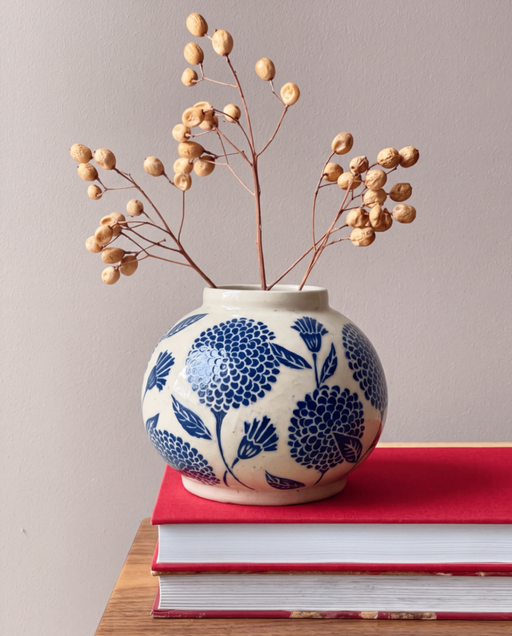 Midnight Chrysanthemum Vase