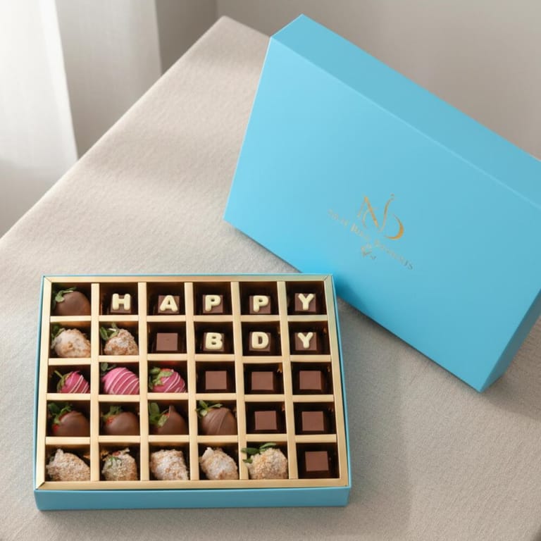 HAPPY BDY Chocolates and Strawberries Box - Image 2