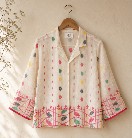 Jamdani Open-front Jacket