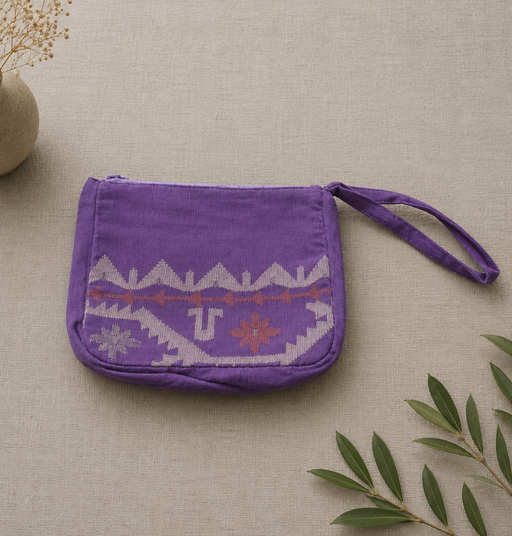 Jamdani Purple Pouch