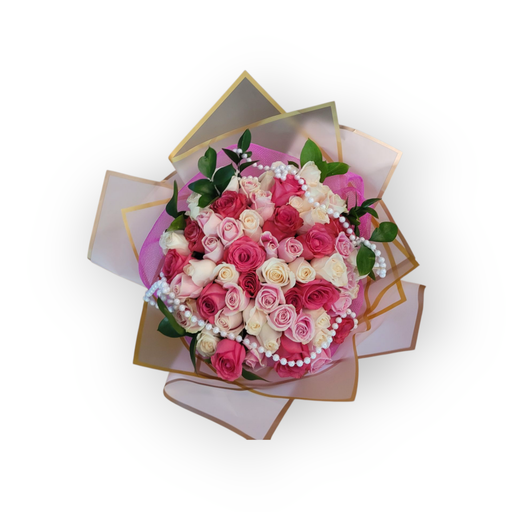 Hollywood Regency,  Pink Mix Roses Bouquet 
