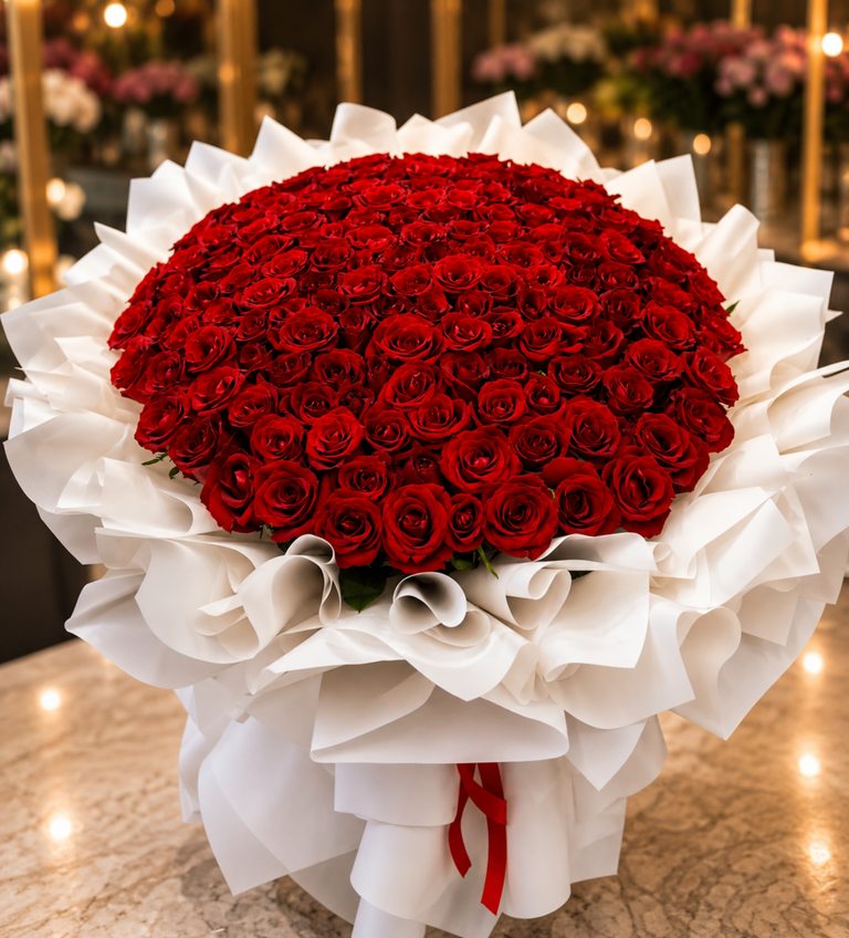 Valentine Red Roses White Star - Image 1