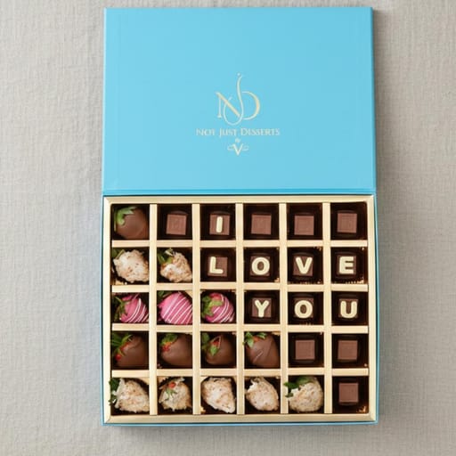 I LOVE YOU Chocolates and Strawberries Box