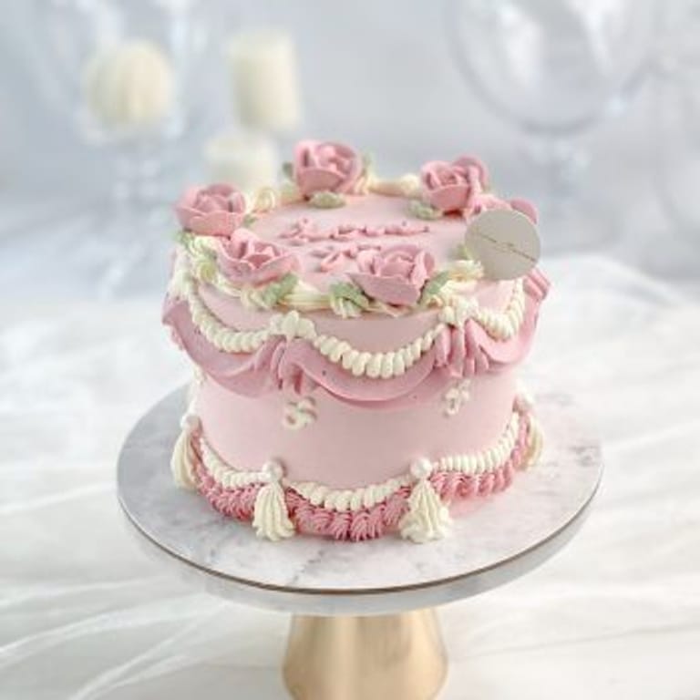 Pixie – Pink Buttercream Rose Cake - Image 1