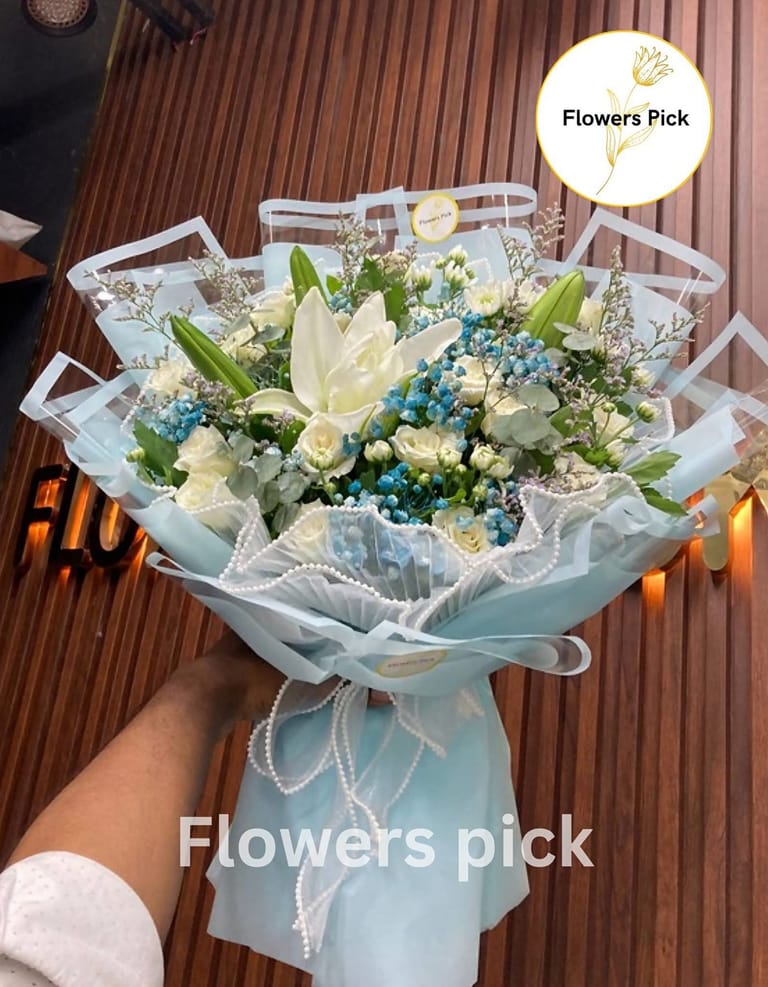 Premium Roses And Lily bouquet - Image 2