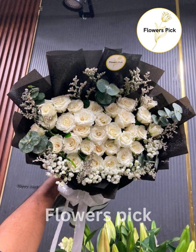 Premium White Rose Bouquet🤍 - Image 1