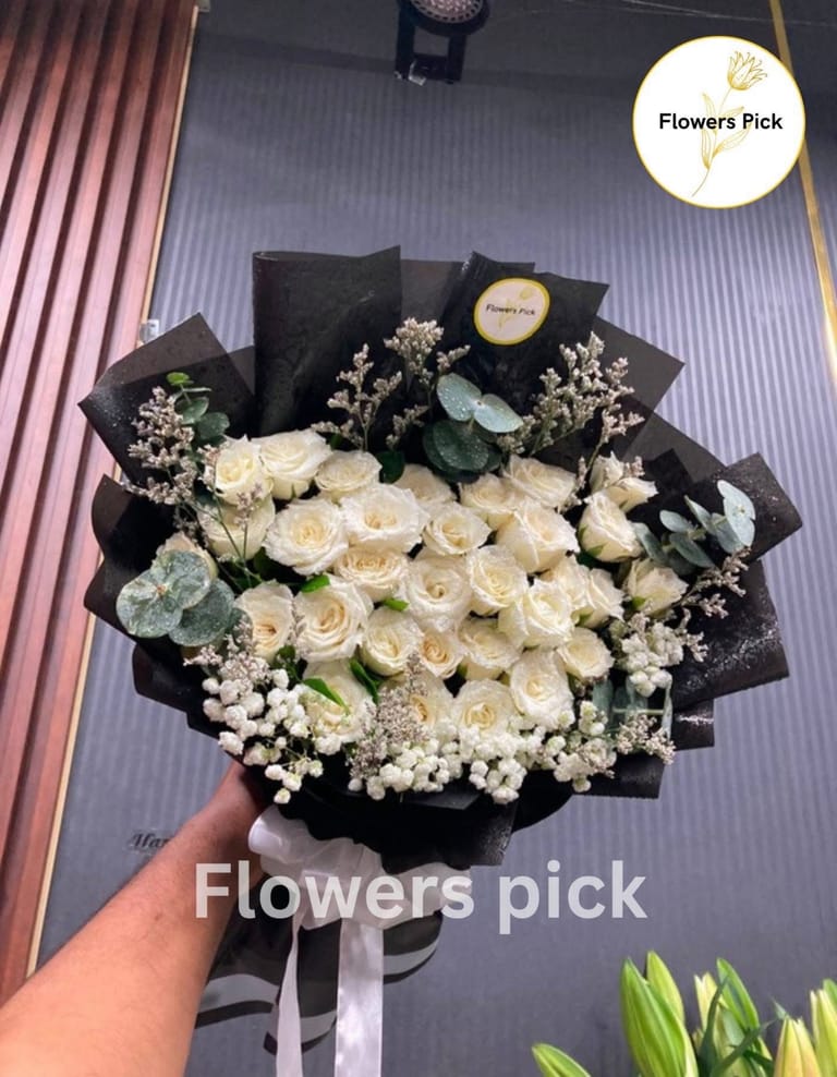 Premium White Rose Bouquet🤍 - Image 2