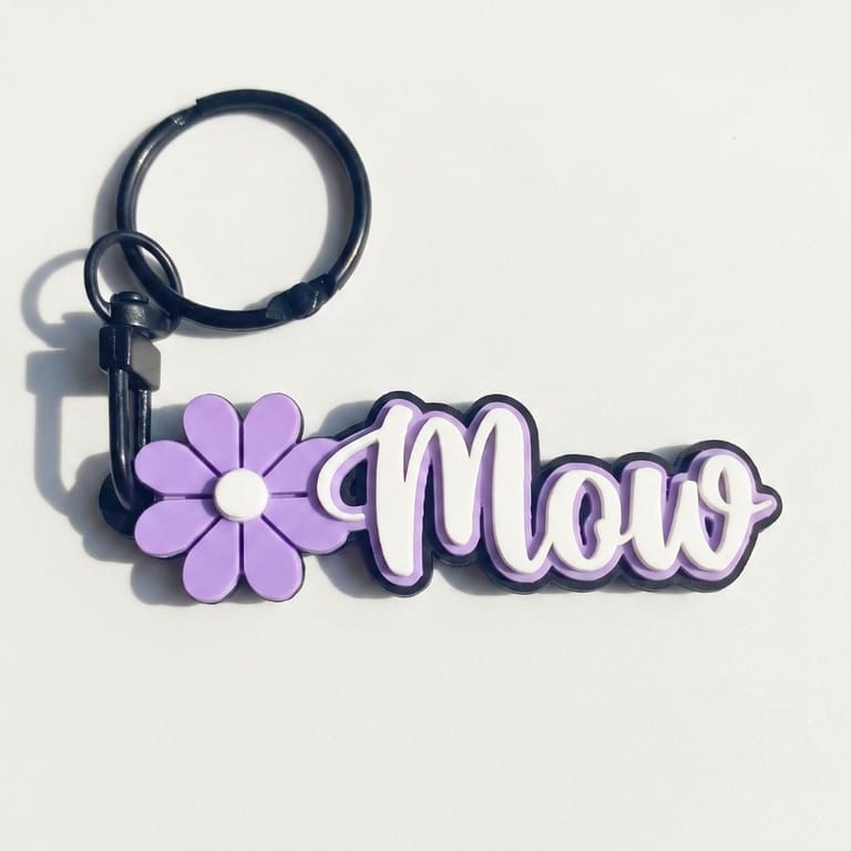 Purple floral custom keychain - Image 1