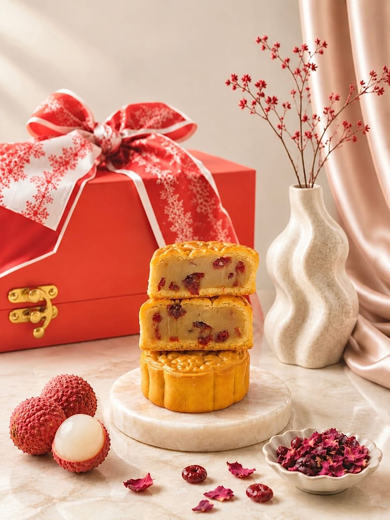 Amber – Cranberry Lychee Rose Mooncake Gift Set