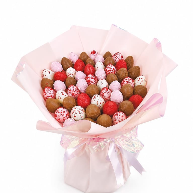 Blush Ruby Strawberry Bouquet - Image 1