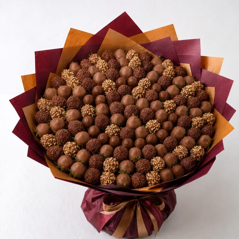 Grand Golden Chocolate & Strawberry Bouquet - Image 1