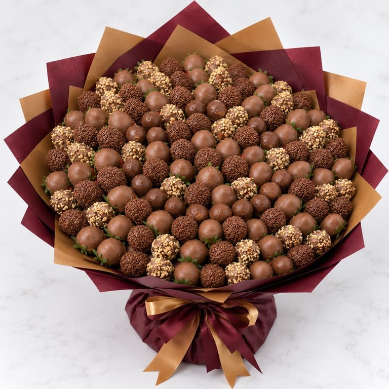 Grand Golden Chocolate & Strawberry Bouquet - Image 2