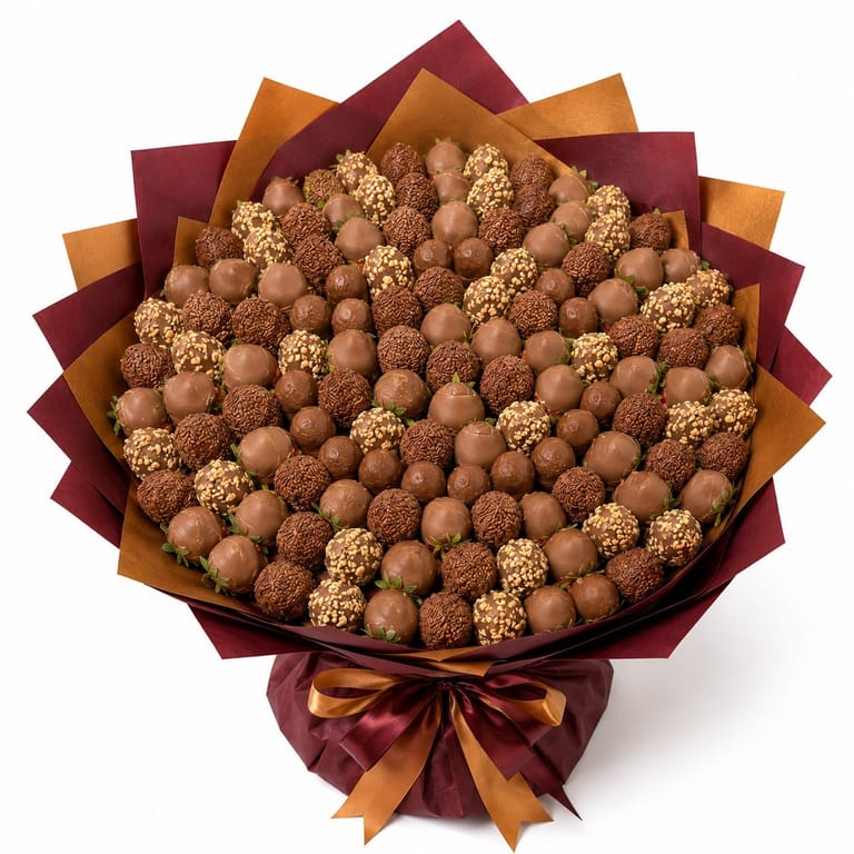 Grand Golden Chocolate & Strawberry Bouquet - Image 3