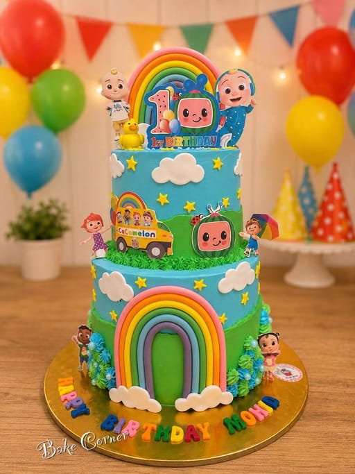 Coco-Melon theme cake